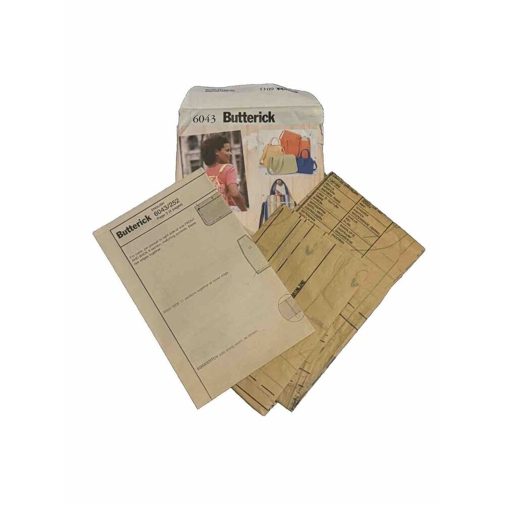 Butterick 6043 Misses Reversible Bags-Tote Backpack Cosmetic Case Sewing Pattern